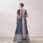 Teal Blue Embroidered Bridal Lehenga